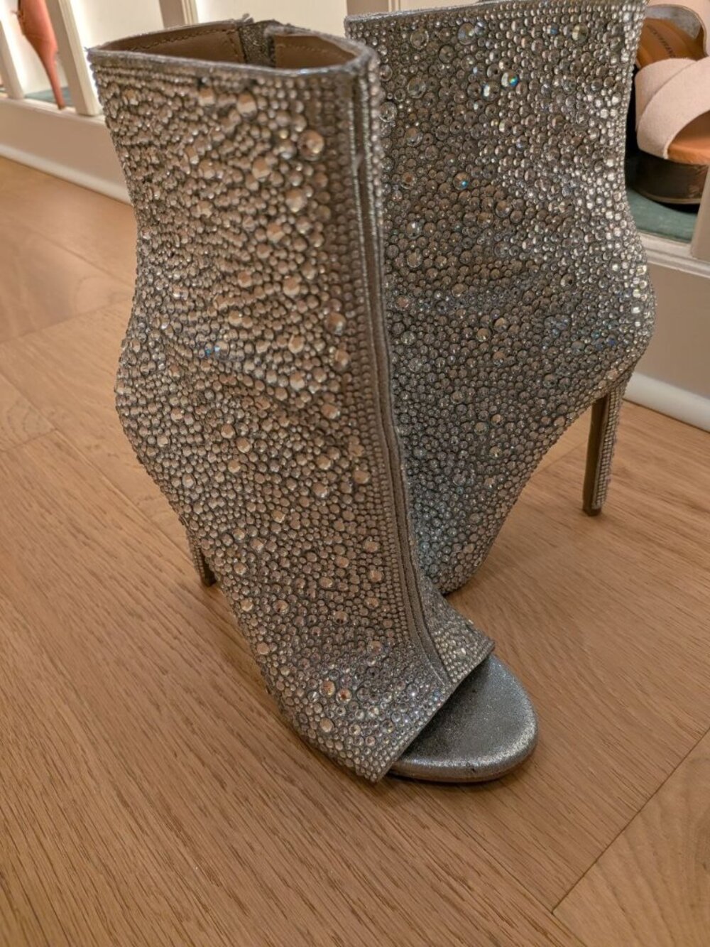 Steve Madden Rhinestone Peep Toe Booties